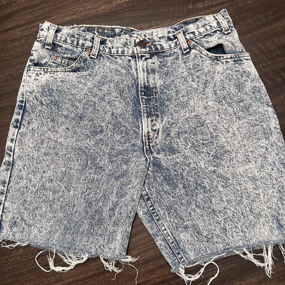 Levi’s Levis Vintage 90s Jean Shorts Jorts Orange Tab Acid Wash 36